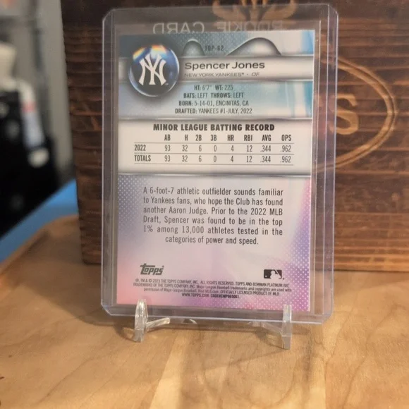 2023 Bowman Platinum Spencer Jones Top Prospects Rookie Card Yankees 🔥🔥🔥 - Picture 2 of 2